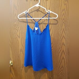 J. Crew 4 Royal Blue Dressy Tank Blouse Spaghetti straps party scalloped Holiday